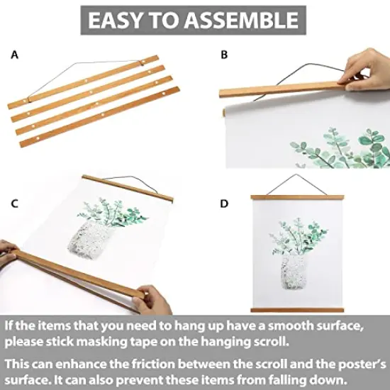 Magnetic Poster Frame Hanger, Natural Teak, Poster Hanger for Photos, Pictures, Prints, Maps, Scrolls and Canvas Artwork {5}