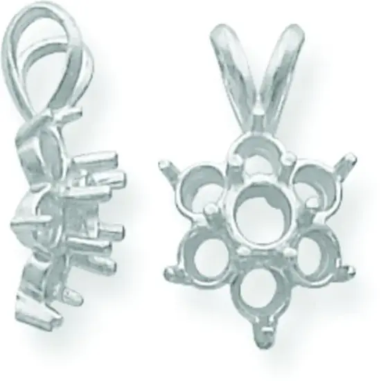 14K White Gold 0.40cttw Round 7 Stone Pendant Setting {1}