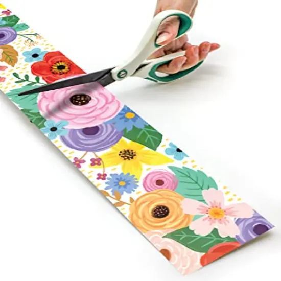 Wildflowers Straight Rolled Border Trim - 50ft - Decorate Bulletin Boards, Walls, Desks, Windows, Doors, Lockers, Schools, Classrooms, Homeschool & Offices {6}