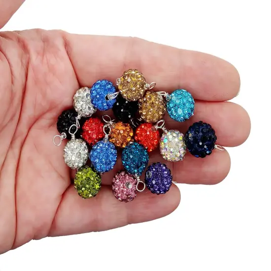 Sparkling Mini Christmas Ornaments, 8 pieces with Hooks, Pave Ball Miniatures, Color Mix Varies, Adorabilities {4}