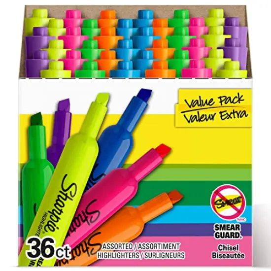 Tank Highlighters, Chisel Tip, Assorted Color Highlighters, Value Pack, 36 Count {1}
