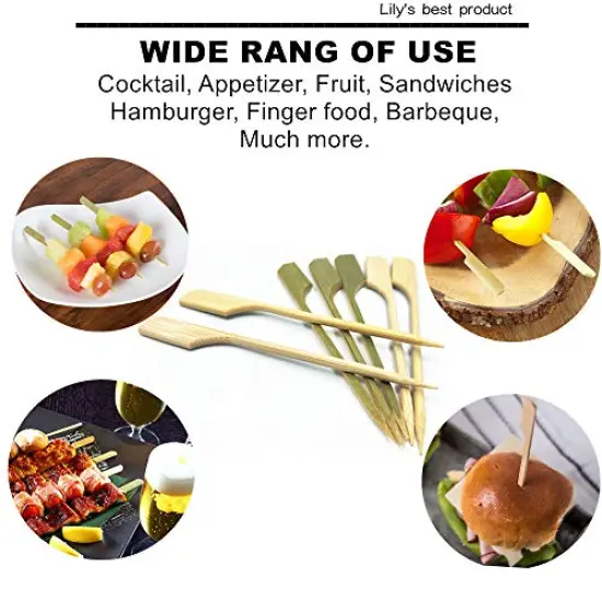 3.5 inch Bamboo wood wooden Paddle Picks Skewers Toothpicks for Cocktail,Appetizers,Fruit,Sandwich,Barbeque Snacks.More Size Choices 3.5''/ 4.7''/ 7''/ 10'' (Pack of 100) {3}