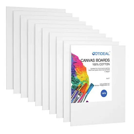 10 Pieces Canvas Boards, 8x10" inch ,Gesso Primed White Blank Canvases for Painting - 100% Cotton Art Supplies Canvas Panel for Acrylic Paint, Pouring, Oil Paint, Watercolor, Gouache {3}