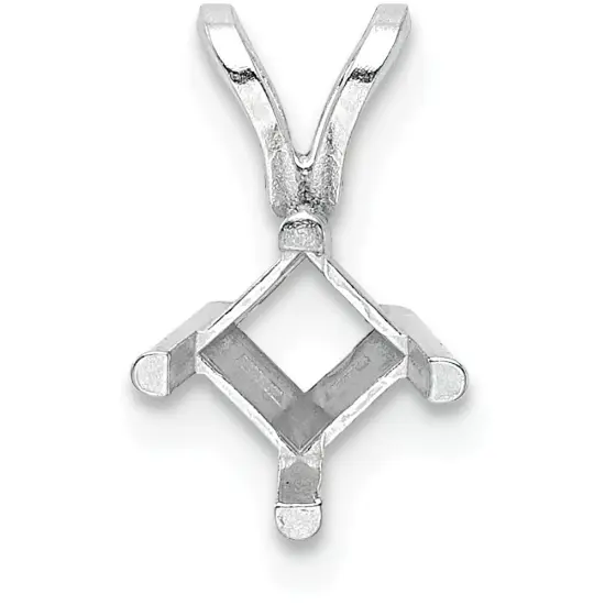 14K White Gold 4 Prong Princess Pendant Setting 6.5mm {1}