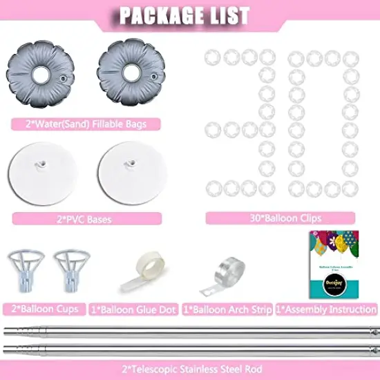 Balloon Column Stand Set of 2 - Adjustable 7-Foot Balloon Arch Stands with Bases for Floor, Tall Balloon Tower Pillar Assembly Kit for Graduation, Birthday Parties, Baby Showers, and Decorations {4}