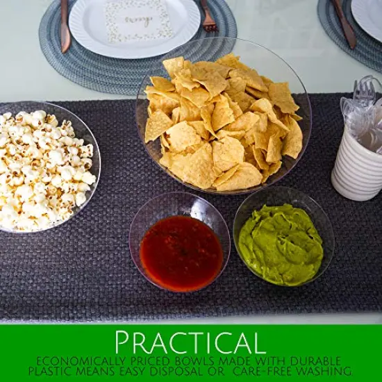 8 Pck Disposable Angled Plastic Bowls Round Small Serving Bowl, Elegant for Party's, Snack, or Salad Bowl, Clear Pack of 8 {3}