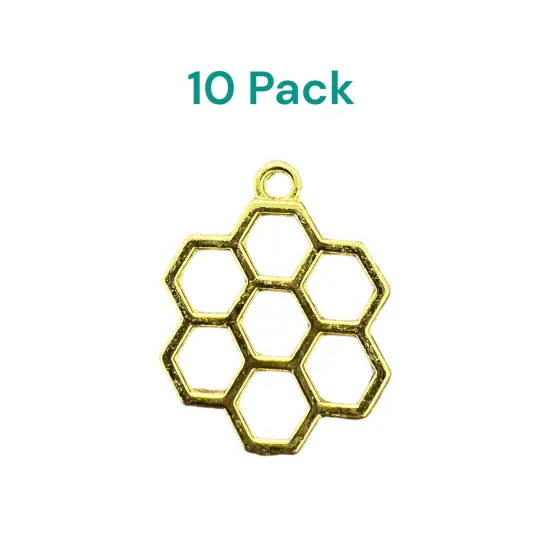 10 Pack of 7 part Honeycomb Shaped Open Back Pendant or Earring Bezel Blank for UV or Epoxy Resin {1}
