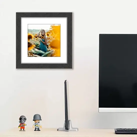 8x8 Picture Frame Rustic Black Wood Set of 6,Display Pictures 5x5 with Mat or 8x8 Without Mat,Multi Photo Frames Collage for Wall or Tabletop Display {2}