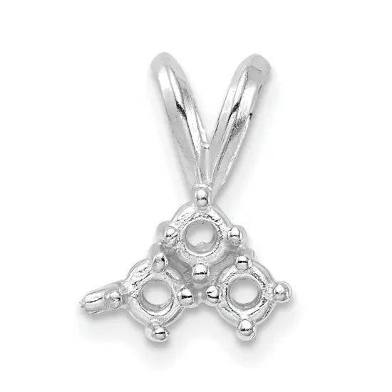 14K White Gold 0.18cttw Round 3 Stone Pendant Setting {2}