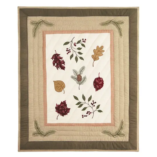 Tossed Leaves 100% Cotton Handstitched Fall Throw Blanket 50" x 60" {1}