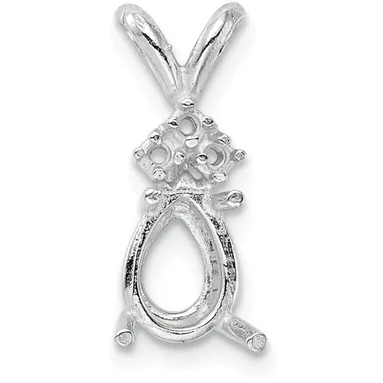 14K White Gold 4 Prong Pear Pendant Setting 13x9mm {1}