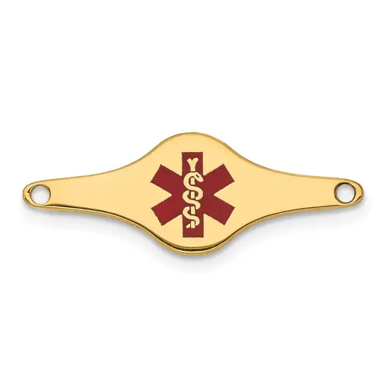 14K Gold Enamel Medical ID Plate for Bracelet 26mm {1}