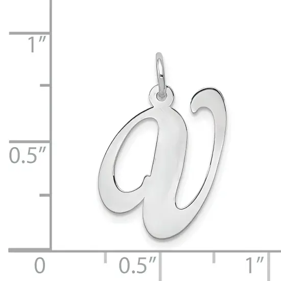 14K White Gold Large Fancy Script Initial V Charm Jewerly 22mm x 17mm {4}