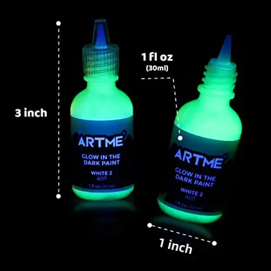 Glow in The Dark Paint, Glow Paint Set of 12 Bright Colors 30ml/1oz, Acrylic Glow in The Dark Paint Perfect for Art Painting, DIY projects, Halloween and Christmas Decorations, Rich Pigments for Adults, Artists and Students {4}