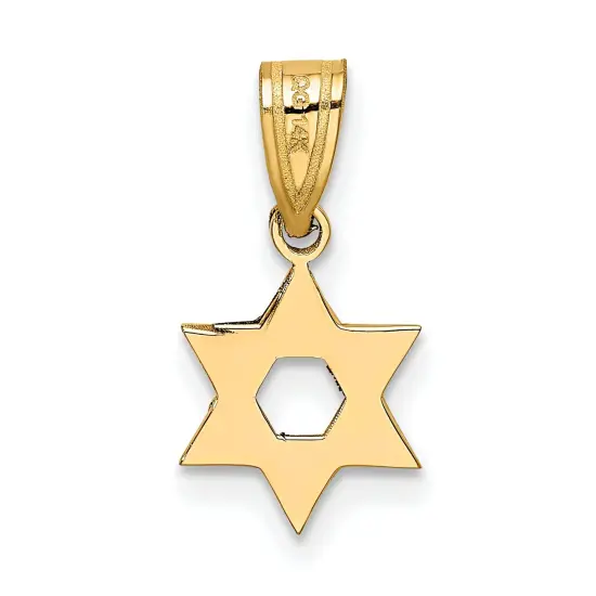 14K Yellow Gold Star of David Pendant Charm Jewelry 17mm x 10mm {3}