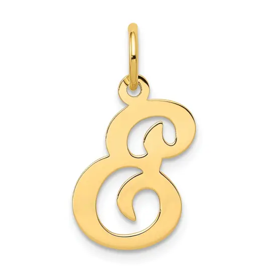 14K Gold Polished Fancy Initial Letter E Charm Pendant Jewerly 20mm x 11mm {1}