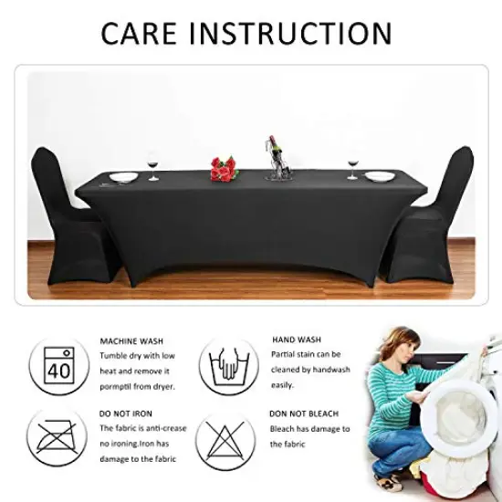 6ft Stretch Spandex Table Cover for Standard Folding Tables - Universal Rectangular Fitted Tablecloth Protector for Wedding, Banquet and Party （Black, 72 Length x 30 Width x 30 Height Inches） {1}