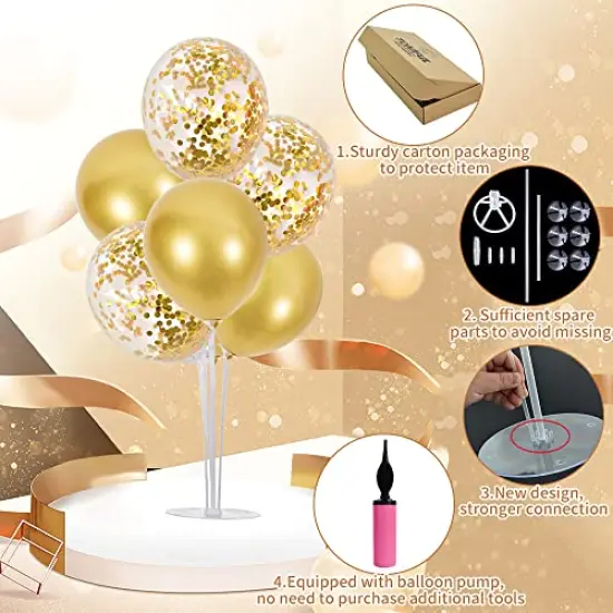 Gold Balloon Centerpieces for Table Gold Balloons Stand Kit for 2023 Graduation Party Decorations Father Day Engagement 30th 40th 50th 60th 70th 80th 90th Birthday Anniversary Decorations {4}