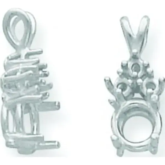 14K White Gold 4 Prong Round Pendant Setting 4.25mm {1}