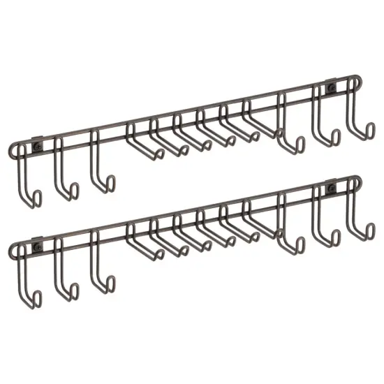 mDesign Metal Wall Mount Storage Rack for Ties, Belts, 12 Hooks, 2 Pack {4}