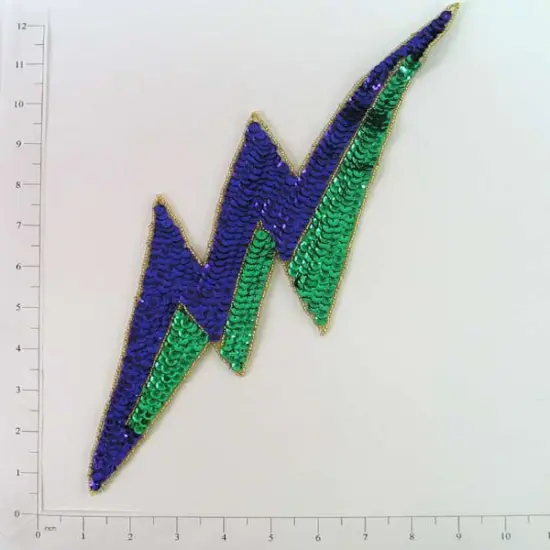 Mardi Gras Lightning Bolt Applique/Patch Purple Multi {1}