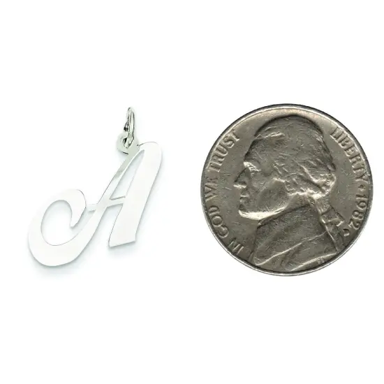 14K White Gold Medium Fancy Script Initial A Charm Jewerly 20mm x 21mm {2}