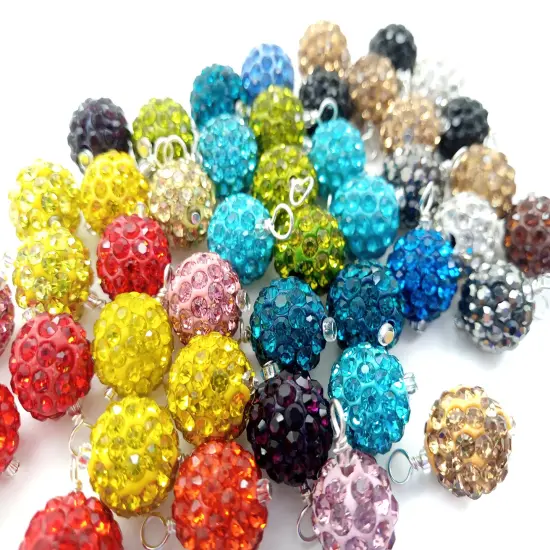 Sparkling Mini Christmas Ornaments, 8 pieces with Hooks, Pave Ball Miniatures, Color Mix Varies, Adorabilities {5}