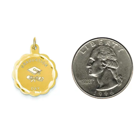 14K Yellow Gold Graduation Day Cap & Diploma Charm Jewerly 26mm x 20mm {2}