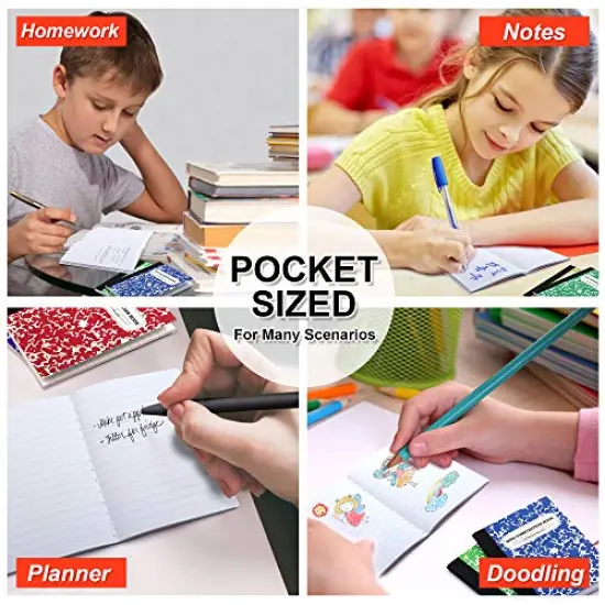 Mini Composition Notebook 30-Pack 5 Colors Narrow Ruled Bulk Small Pocket Marble Cute Journal Notebooks for Kids School Home Office Pocket Sized 4.5 x 3.25 Inches {4}