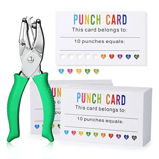 Punch Cards 200 Pack Reward Punch Cards with Heart Shape Hold Puncher Behavior Incentive Awards for Kids Students Teachers Home Classroom School Business Loyalty Gift Cards - 3.5" x 2" {1}