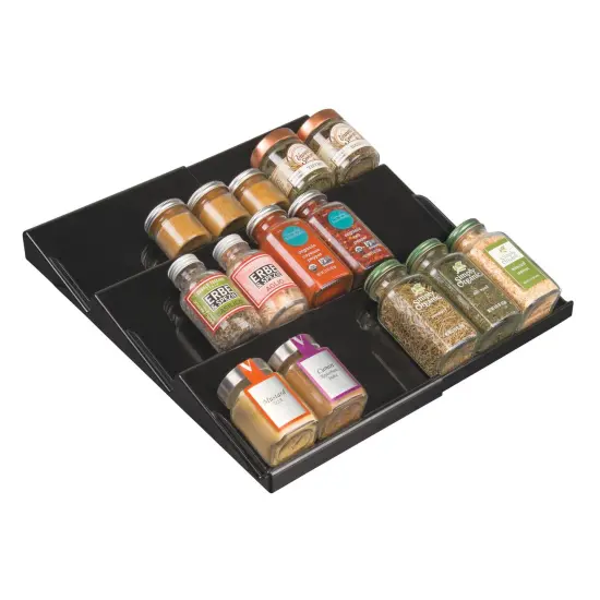 mDesign Expandable Plastic Spice Rack Kitchen Drawer Organizer, 3 Tiers {1}