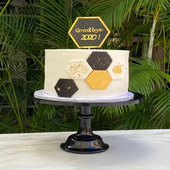 Durable Black Melamine Pedestal Cake Stand – Elegant 11.5" Dessert Display for Events, Parties & Celebrations {6}