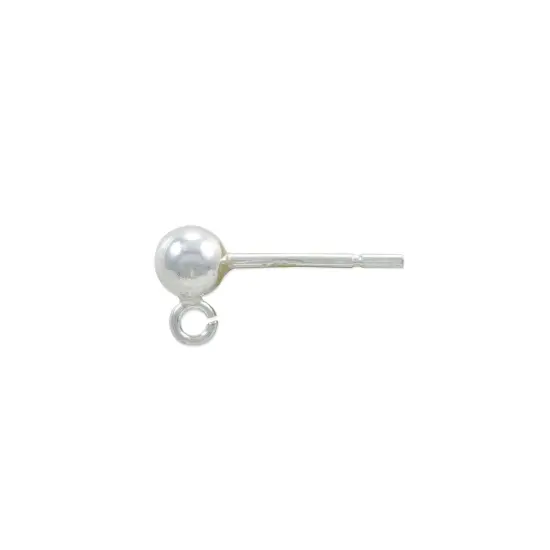 JewelrySupply Sterling Silver 4mm Ball Post Earrings with Open Ring (1 Pair of Sterling Silver Earrings) {3}