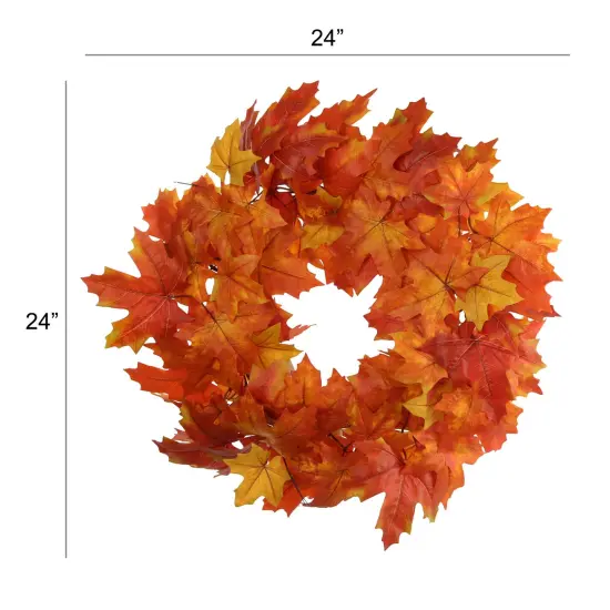 24-Inch Maple Leaf Wreath with Silk Leaves in Vibrant Autumn Colors - Ideal for Fall Decor, Thanksgiving Celebrations & Seasonal Accents - Floral Home by Artificial Flowers {3}