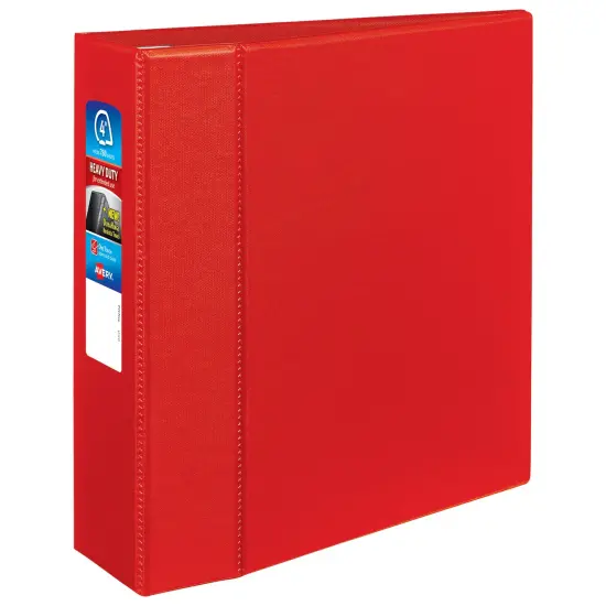 Avery Heavy-Duty 3 Ring Binder, 4" One Touch EZD Rings, 4.5" Spine, 1 Red Binder (79584) {1}