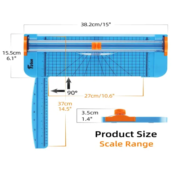 Firbon Blue A4 Paper Cutter, 12 Inch Titanium Straight Paper Trimmer with Side Ruler for Scrapbooking Craft, Paper, Coupon, Label, Cardstock {6}