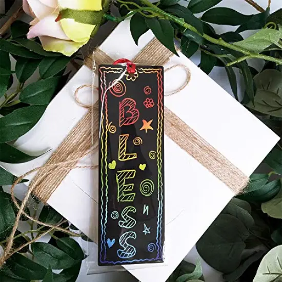 36 Pieces 2 Style Magic Scratch Rainbow Bookmarks Making Kit for Kids Students Party Favor Scratch Paper DIY Bookmarks Bulk with Scratching Tools Satin Ribbons for Classroom Activities {4}