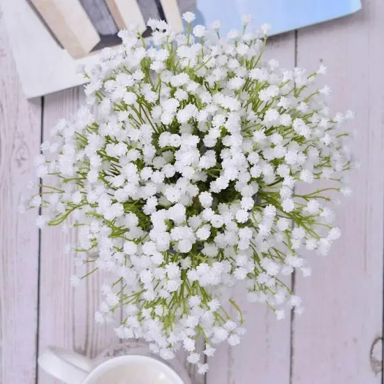 Artificial Baby&rsquo;s Breath Floral Bundle &ndash; White Gypsophila for Bouquets, Weddings & DIY Decor {4}
