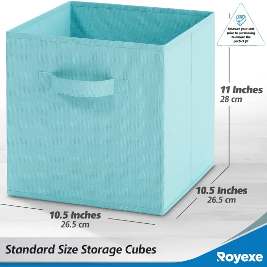 Fabric Storage Cubes for Cube Organizer - 8 Pack Heavy Duty Blue Storage Bins - 11 Inch Cube Storage Bin, Use As A Clothes Storage Box In Closet, Baskets For Shelves or Cubbies Storage Organizer {6}