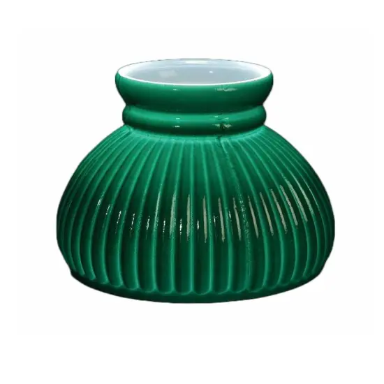 7" Green Ribbed Oil Lamp Shade {1}