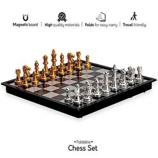 Magnetic Travel Chess Set with Board That Becomes A Storage Compartment {2}