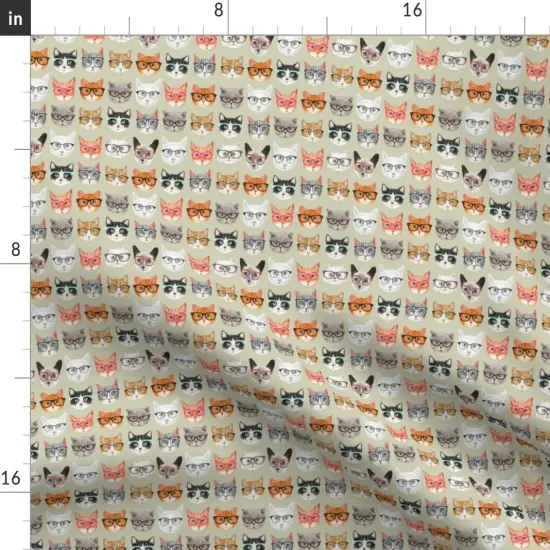Various Fabrics by the Yard or Fat Quarter Cats Cat Hipster Animals Cute Retro Geek Kitties Kitten Animal Pets Pet Glasses Custom Printed Fabric by Spoonflower {2}