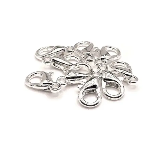 100 or 500 Pieces: 6 x 10 mm Silver Plated Lobster Claw Clasps {1}