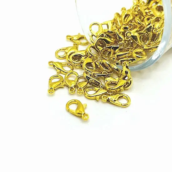 100 or 500 Pieces: 7 x 12 mm Gold Plated Lobster Claw Clasps {1}