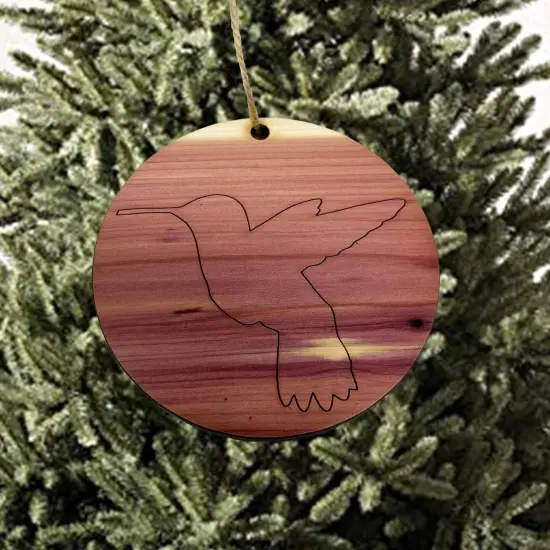 CEDAR Ornament - Hummingbird- Cedar Wood {4}