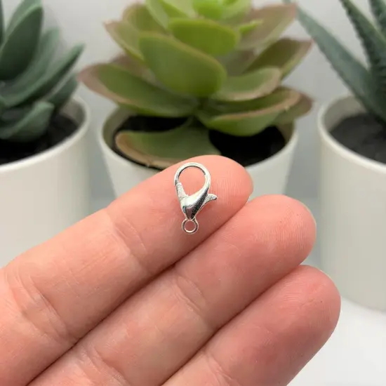 100 or 500 Pieces: 7 x 12 mm Silver Plated Lobster Claw Clasps {2}