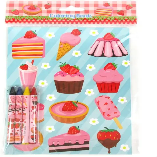 TINYMILLS Strawberry Coloring Book Set with 12 Coloring Books and 48 Crayons {6}