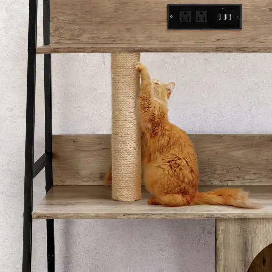 Litter Box Enclosure with Storage Shelves Light brown {5}