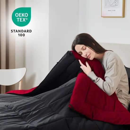 Nestl Down Alternative Comforter Burgundy/Black {2}