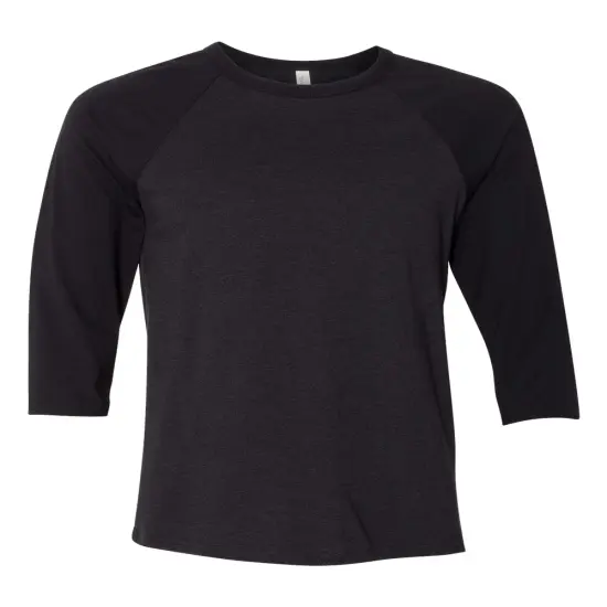 BELLA + CANVAS&reg; Crewneck Three Quarter Baseball Tee Black heather/ black {1}